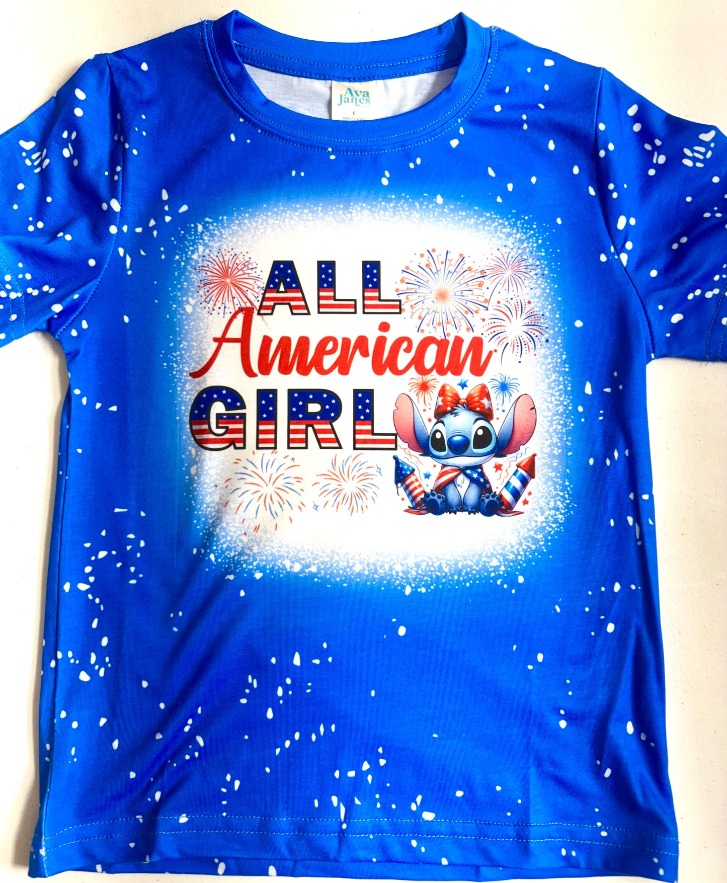 T-Shirts Faux Bleached - JULY 4TH AMERICAN GIRL STITCH