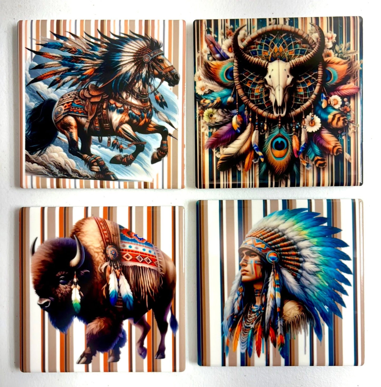 Coasters 4/pk - NATIVE AMERICAN HORSE