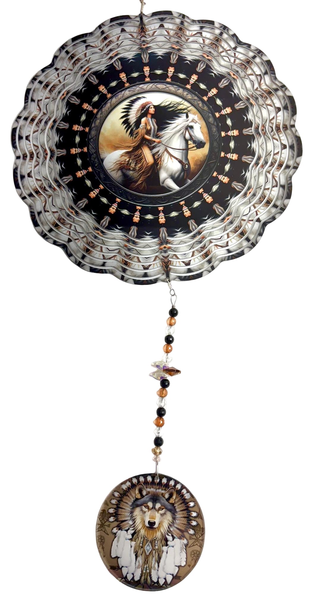 Wind Spinner with Jewel Strand Horse Being Ridden