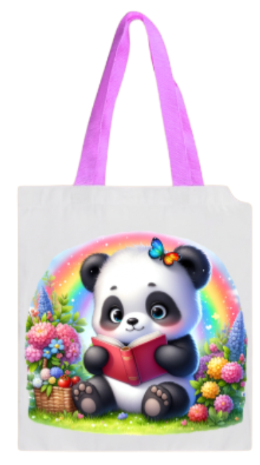 BOOK BAG - ANIMAL PANDA RAINBOW READING