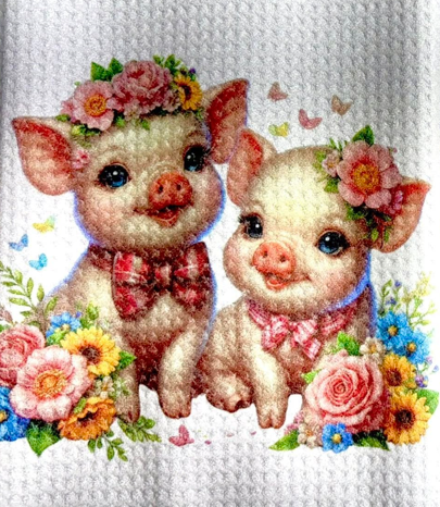 TOWELS - PIGS ROSES