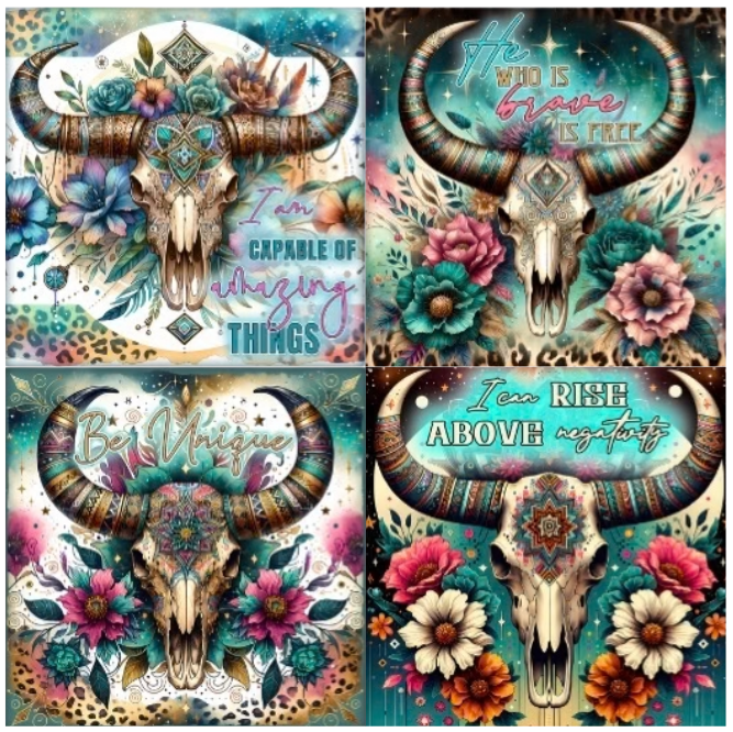 Coasters 4/pk - SOUTHWEST SKULLS AMAZING