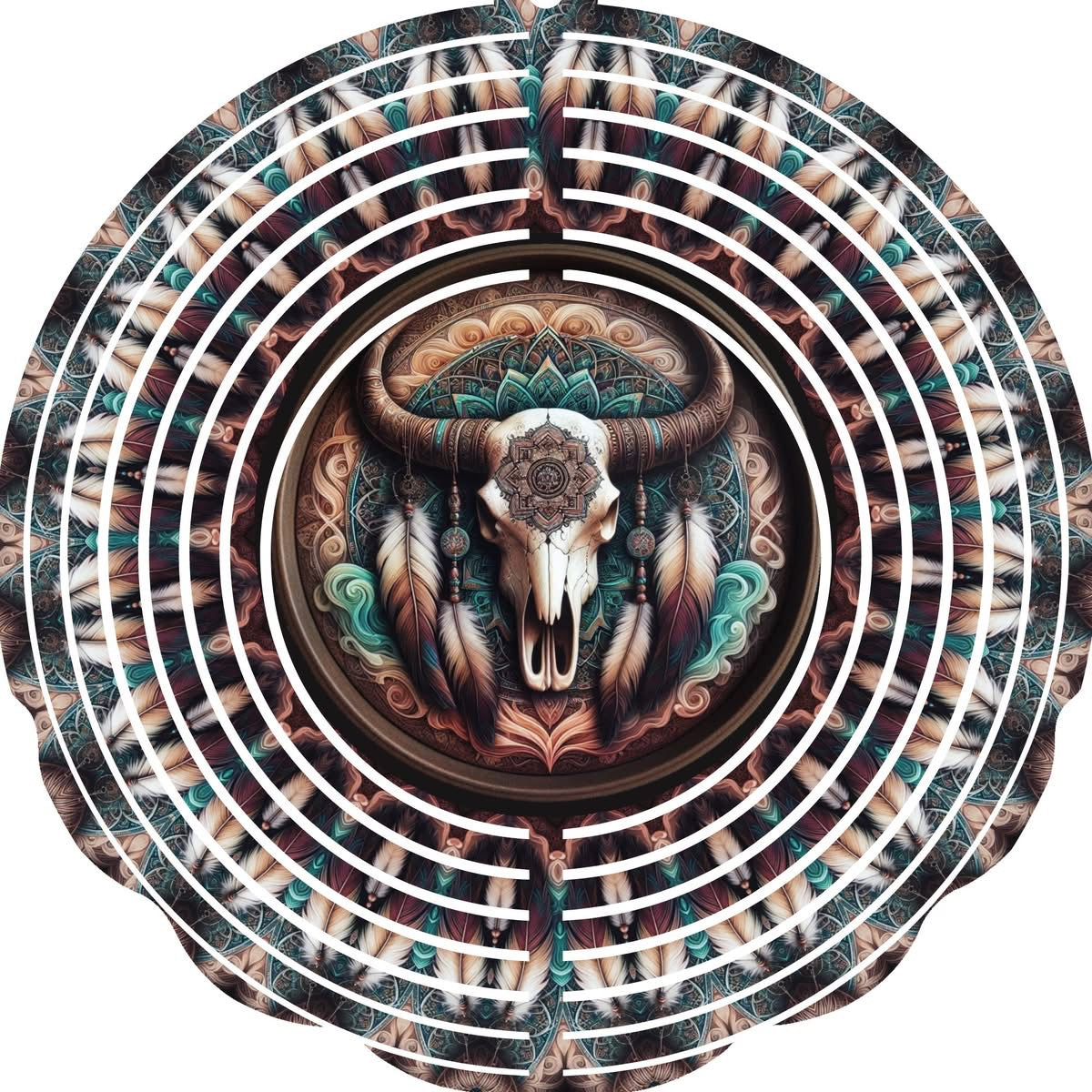 WIND SPINNER - SOUTHWEST SKULL GOLD TURQOUISE