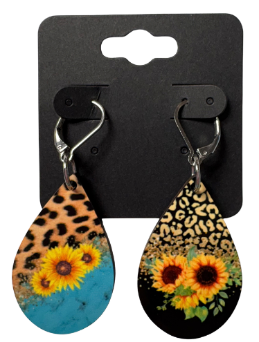 EARRINGS - SUNFLOWER ANIMAL PRINT