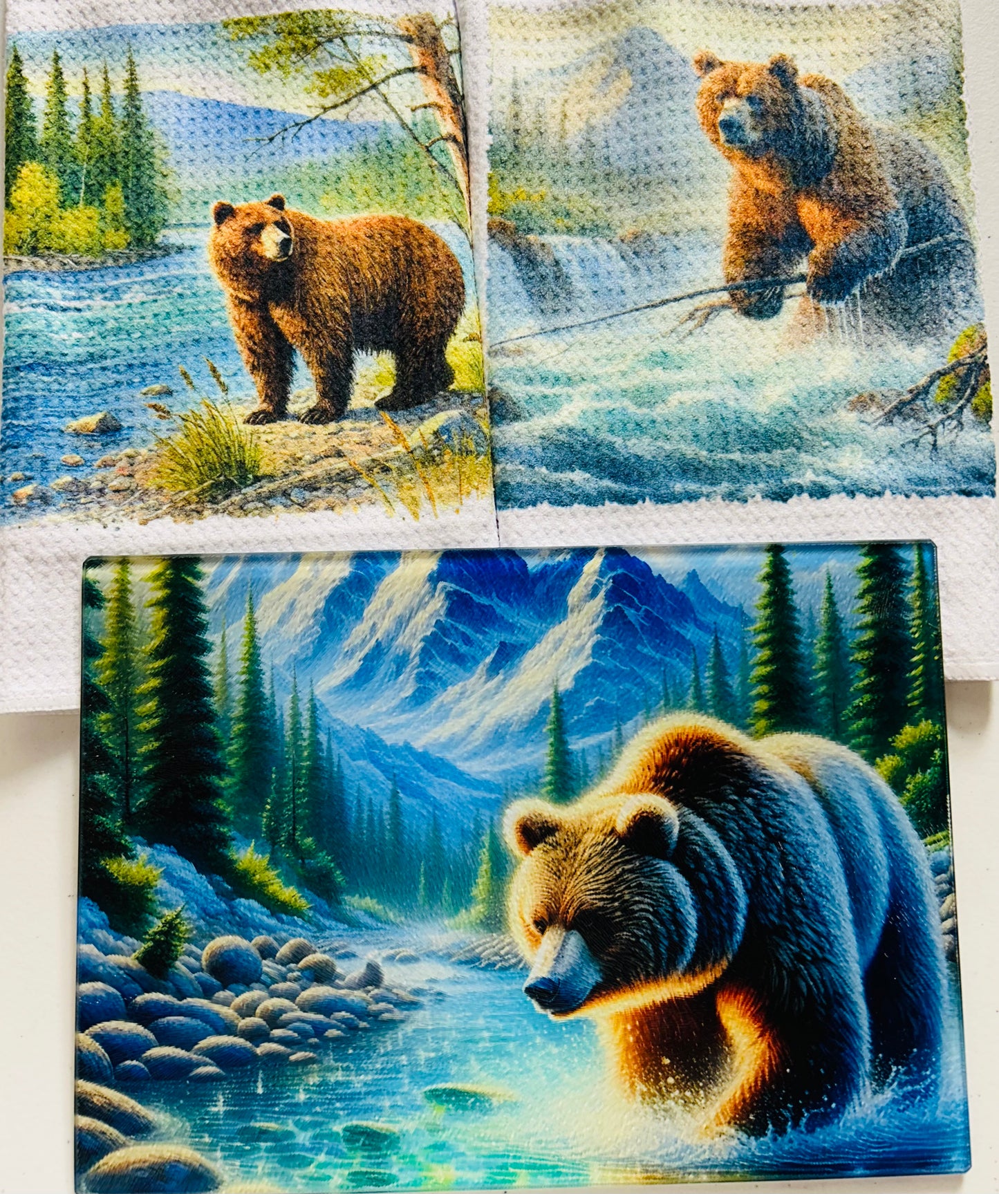 Kitchen Set (3 Pieces) Misc Designs - Cutting Board & 2 Towels