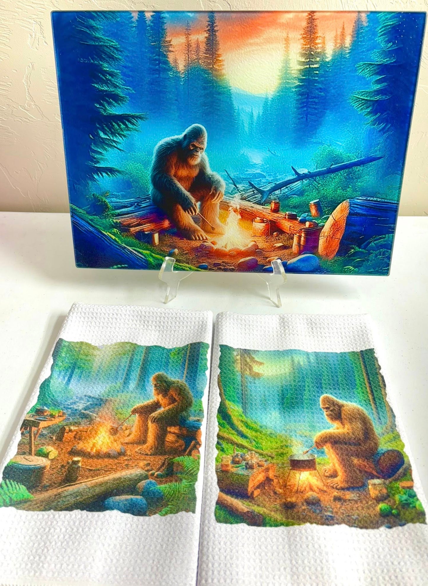 Kitchen Set (3 Pieces) Misc Designs - Cutting Board & 2 Towels