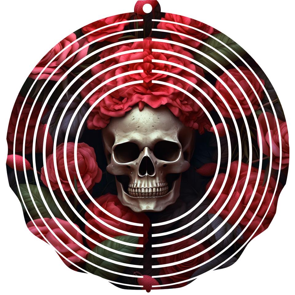 WIND SPINNER - HALLOWEEN SKULL ROSES