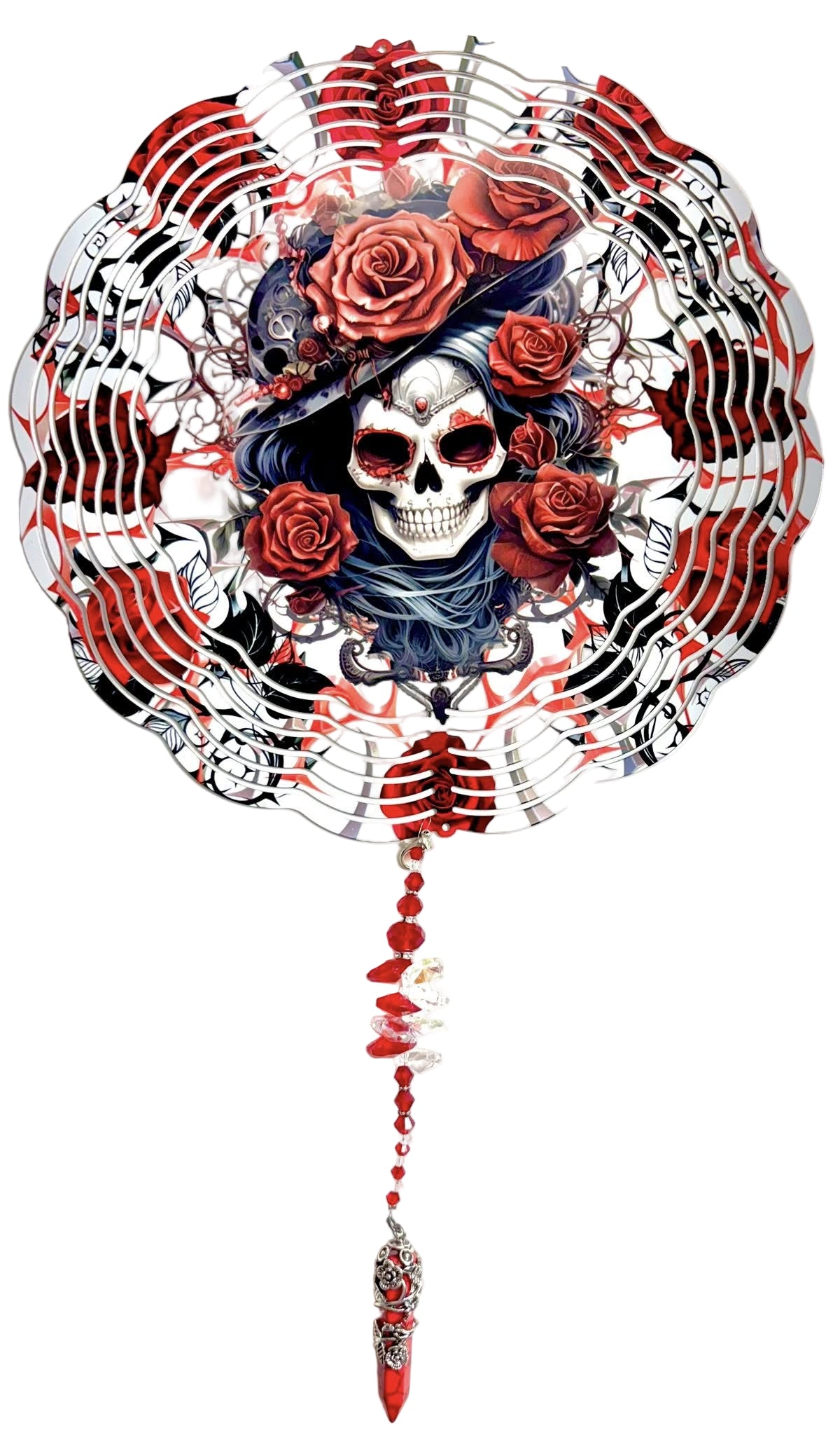 WIND SPINNER - HALLOWEEN SKELETON ROSES