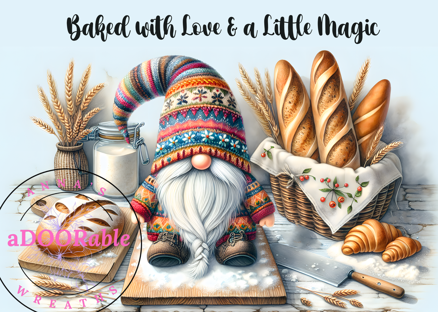 Tempered Glass Cutting Board Gnomes Baked with Love & Magic