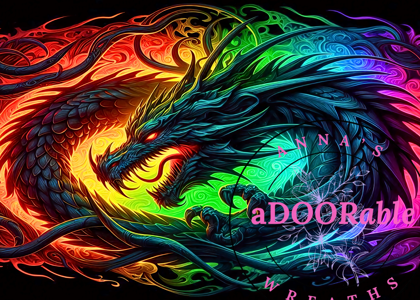 Tempered Glass Cutting Board Dragon Rainbow Colors