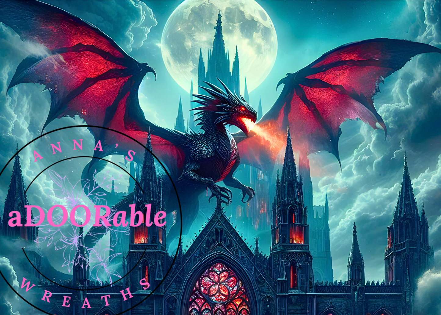 Tempered Glass Cutting Board Dragon Flying Over Castle