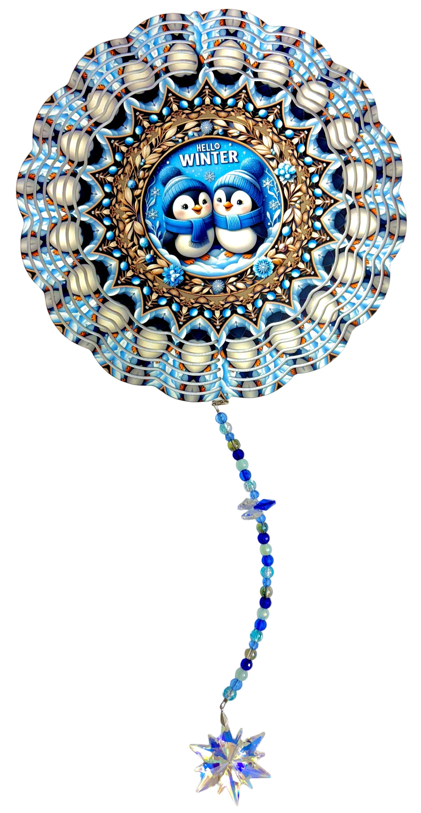 Wind Spinner with Jewel Strand Penquin Winter