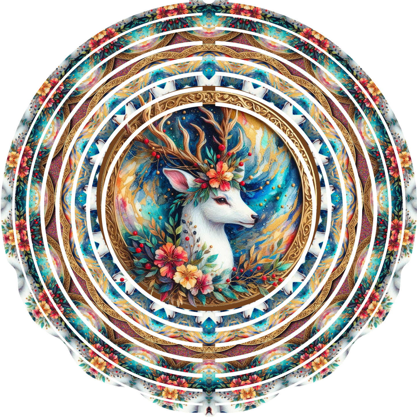 Wind Spinner with Jewel Strand Deer Gold Accents