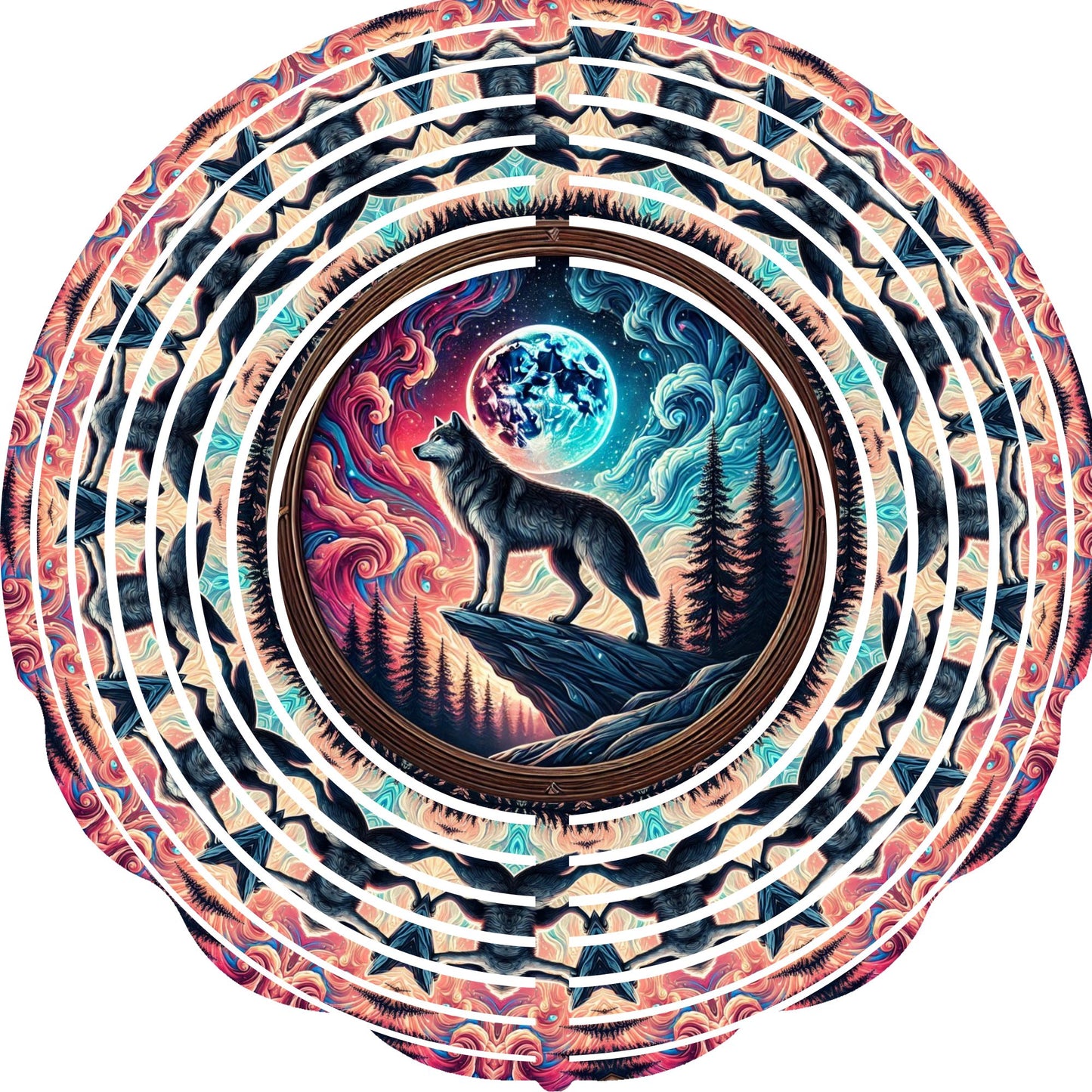 WIND SPINNER - WOLF COLORFUL MOON