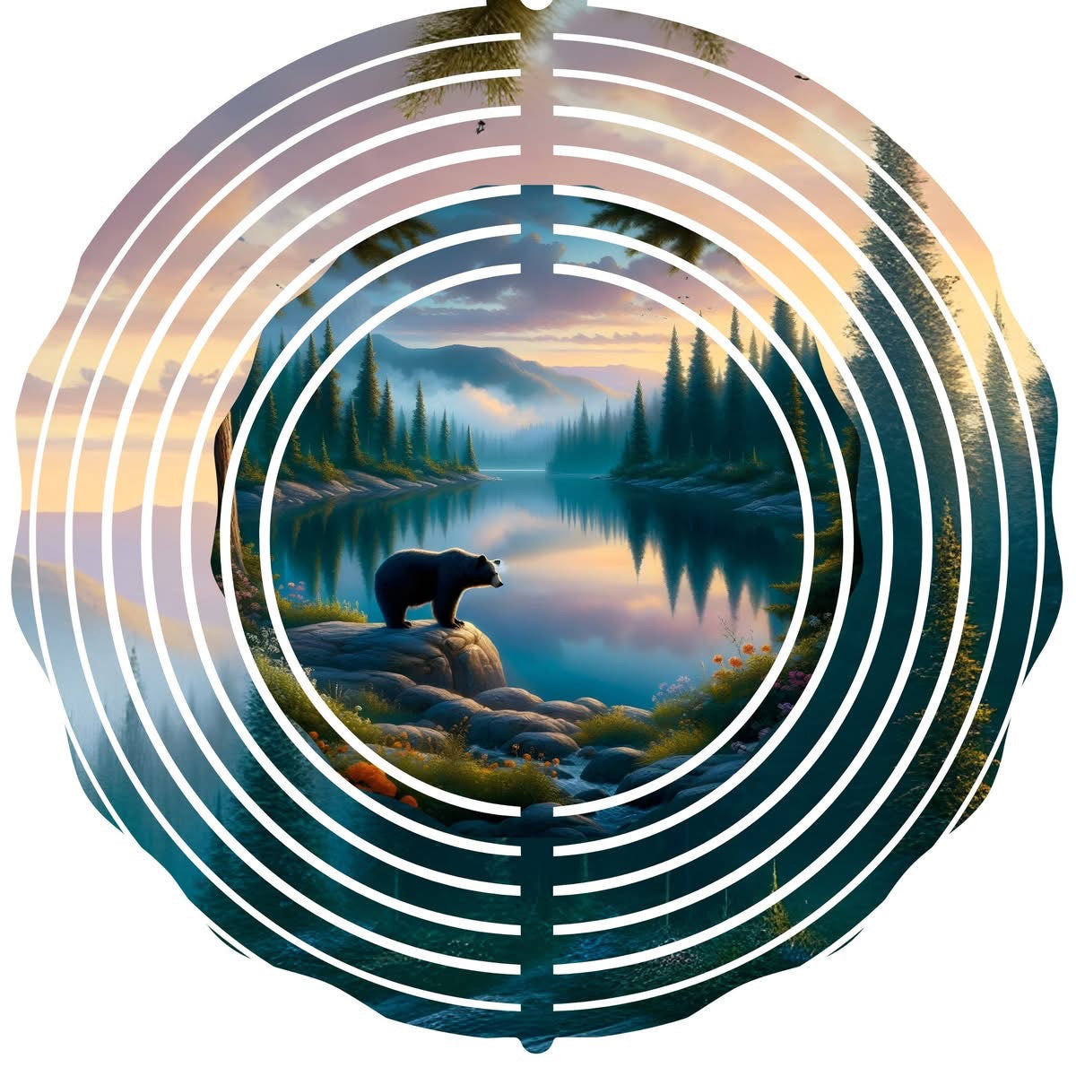 Wind Spinner with Jewel Strand Bear At Sunset