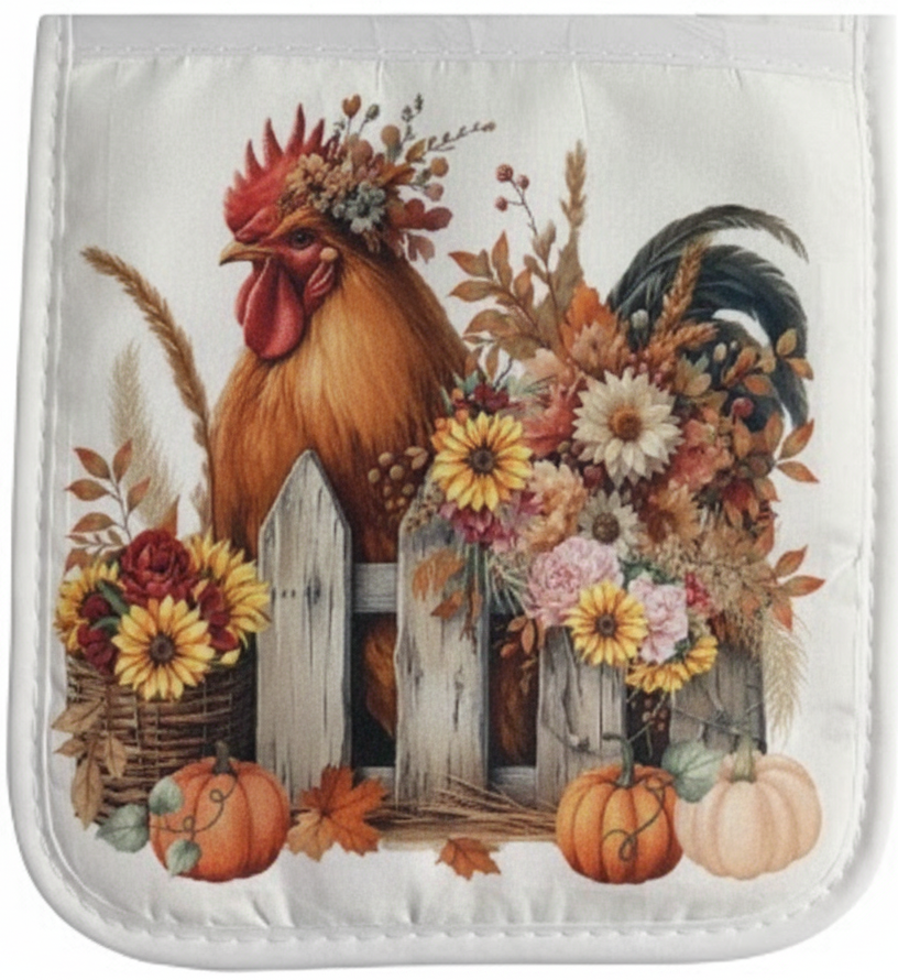 POT HOLDER - FALL CHICKEN/ROOSTER FENCE (Copy)