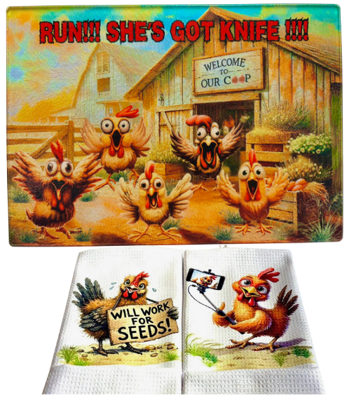KITCHEN SET - CHICKEN/ROOSTER RUN #1 (3 PIECE)