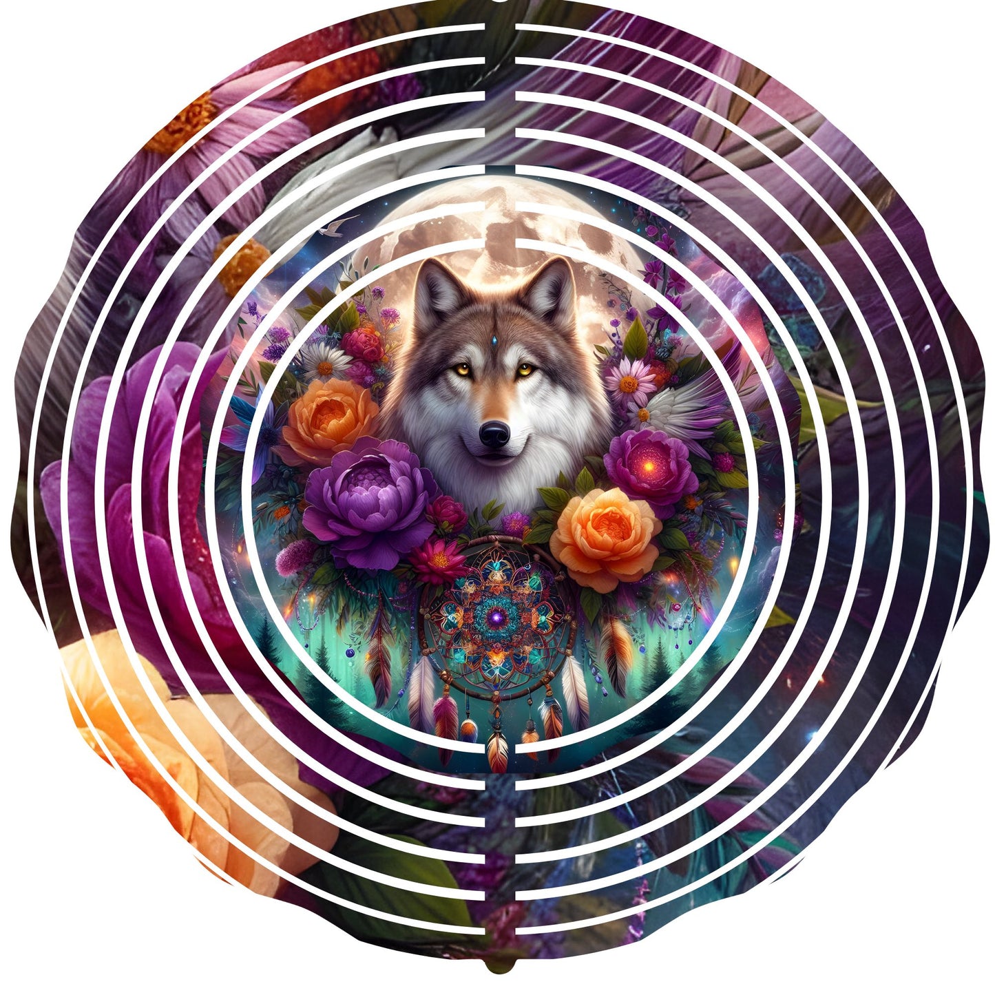 WIND SPINNER - WOLF BRIGHT FLOWERS