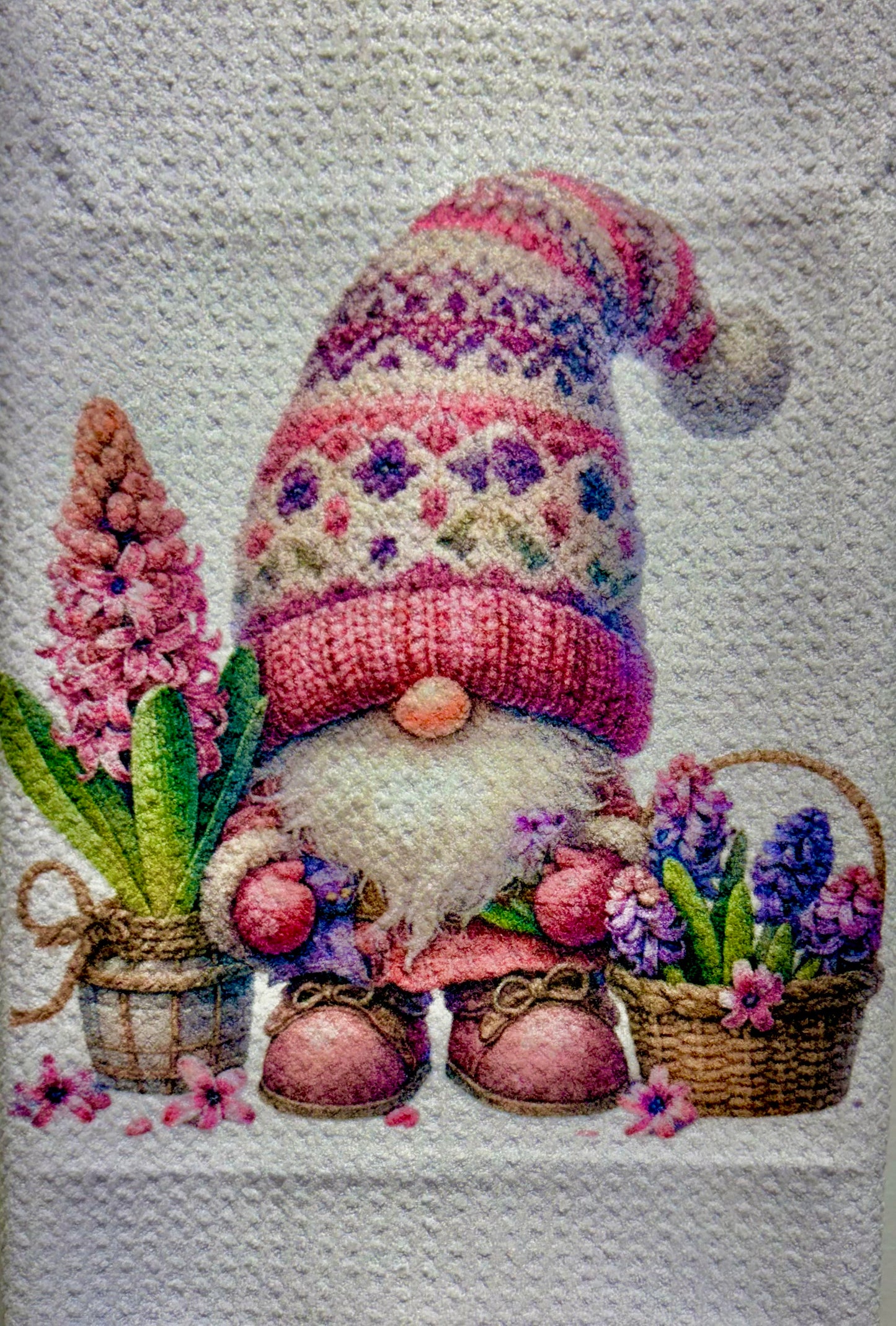TOWELS - GNOME FLOWERS PINK & PURPLE