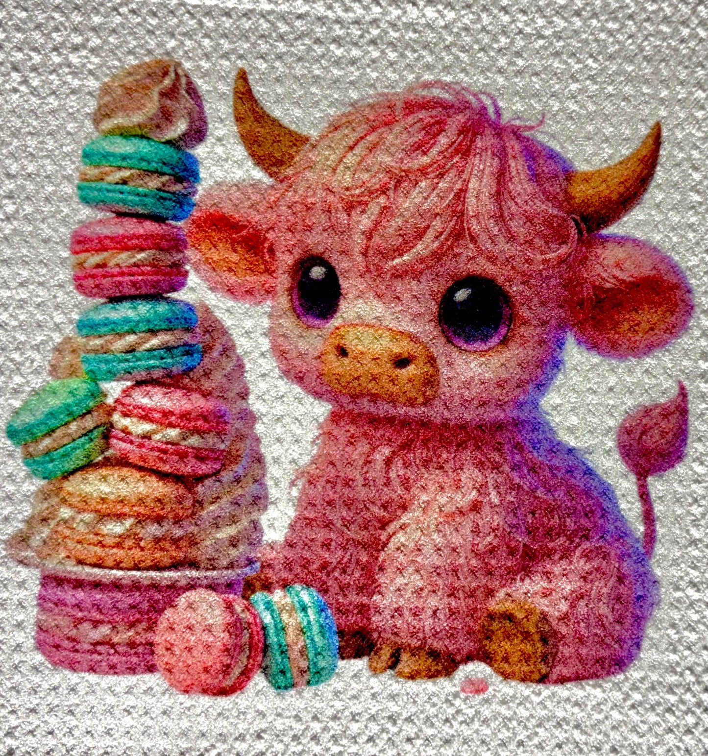 TOWELS - HIGHLAND COW SWEETS MACAROON STACK