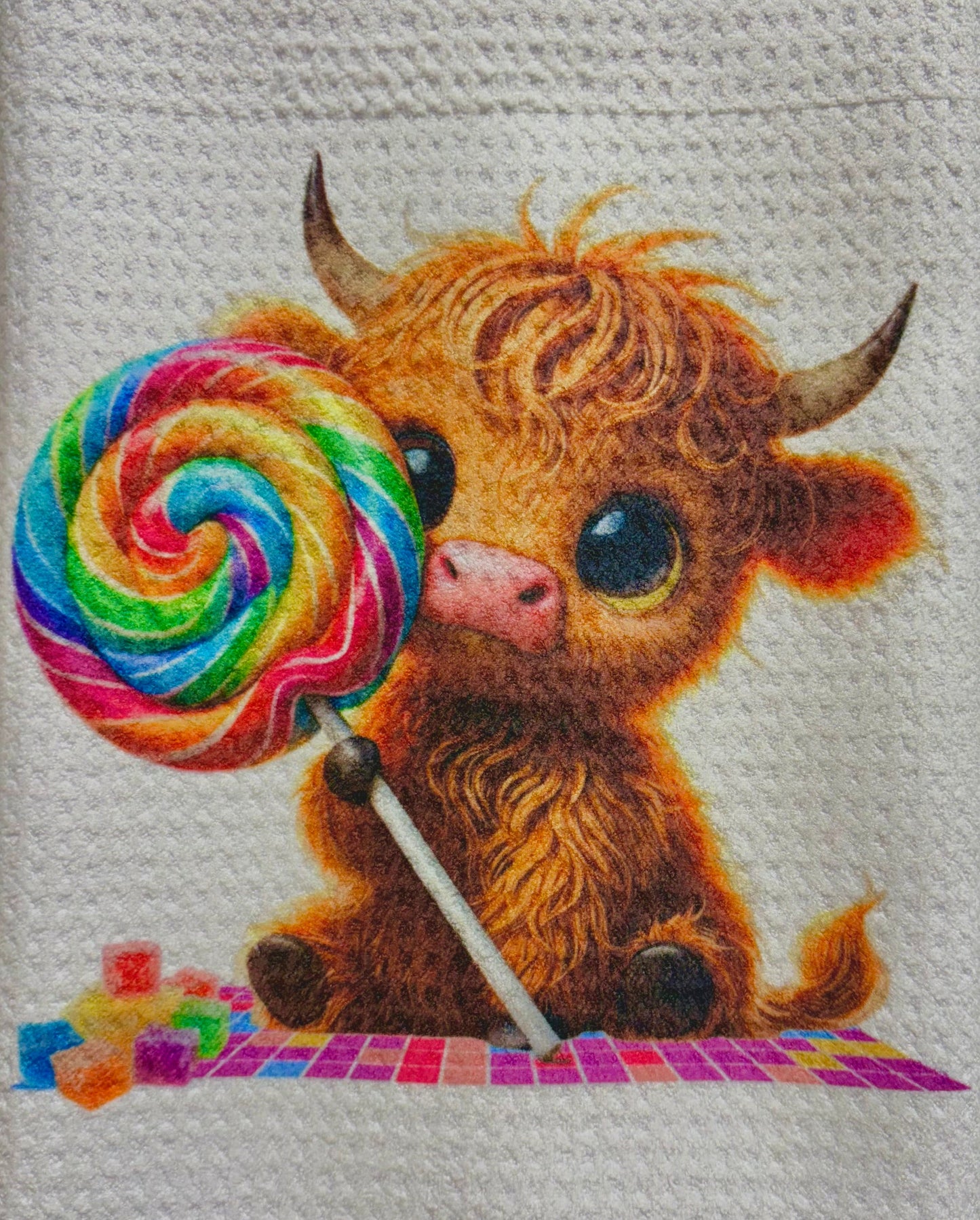 TOWELS - HIGHLAND COW SWEETS SUCKER