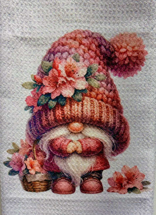 TOWELS - GNOME FLOWERS PINK STOCKING CAP