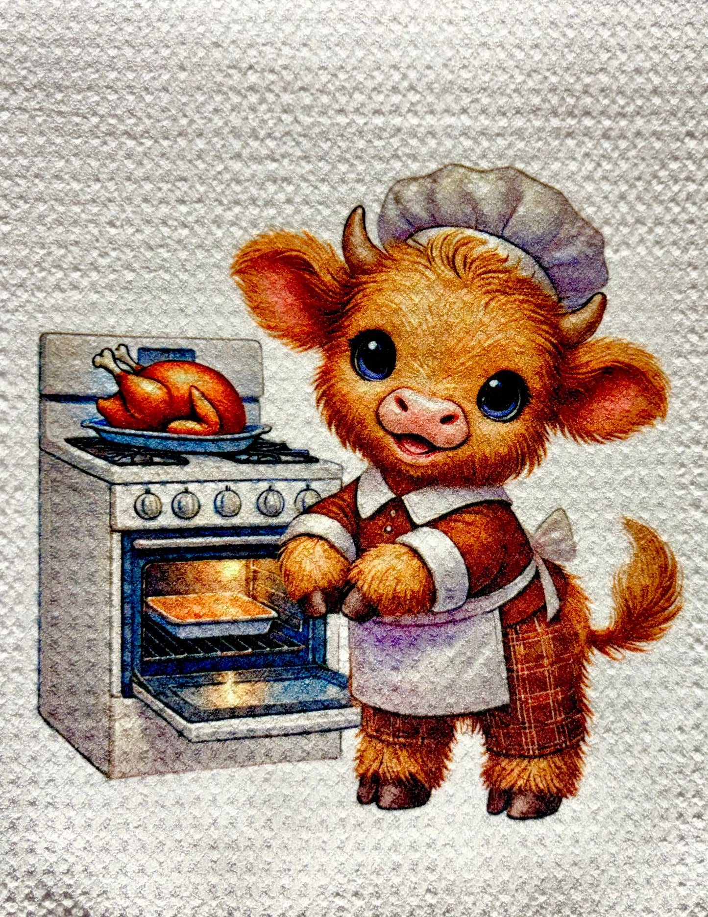 TOWELS - HIGHLAND COW CHEF TURKEY