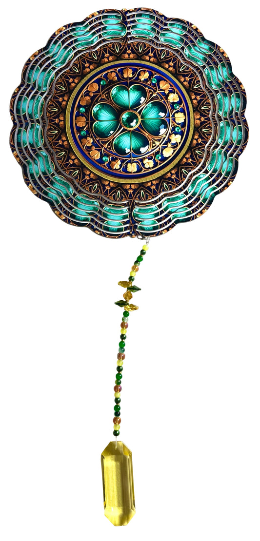 Wind Spinner with Jewel Strand St Patricks Day Clover Jewels