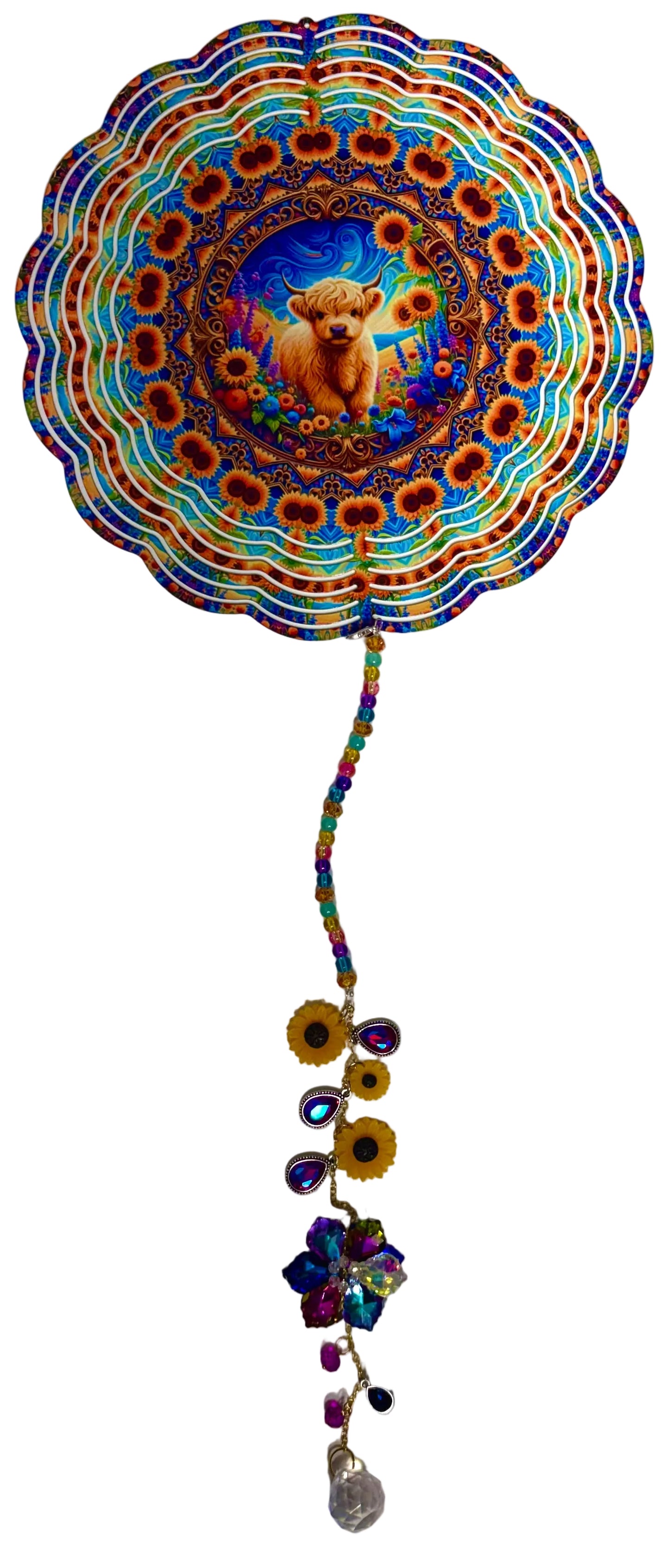 WIND SPINNER - HIGHLAND COW SUNFLOWERS