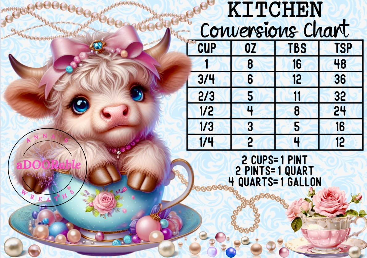 Tempered Glass Cutting Board Highland Cow Conversion Tea Cup Roses