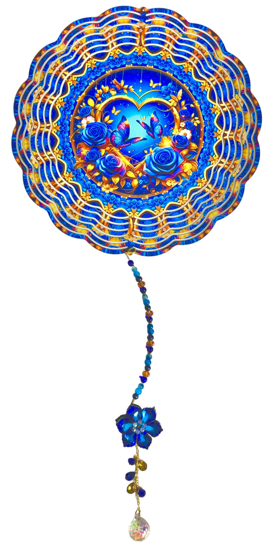 WIND SPINNER - FLOWER BLUE HEART