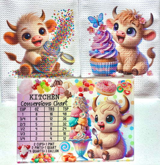 KITCHEN SET - HIGHLAND COW SWEETS CONVERSION (3 PIECE)