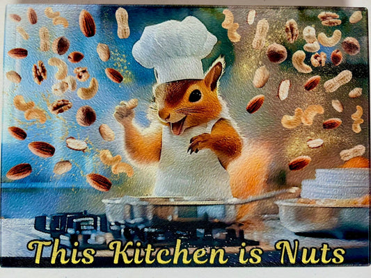 Tempered Glass Cutting Board Squirrel Chef This Kitchen is Nuts