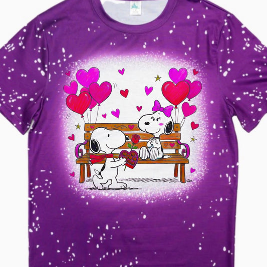 T-Shirts Faux Bleached - VALENTINES SNOOPY