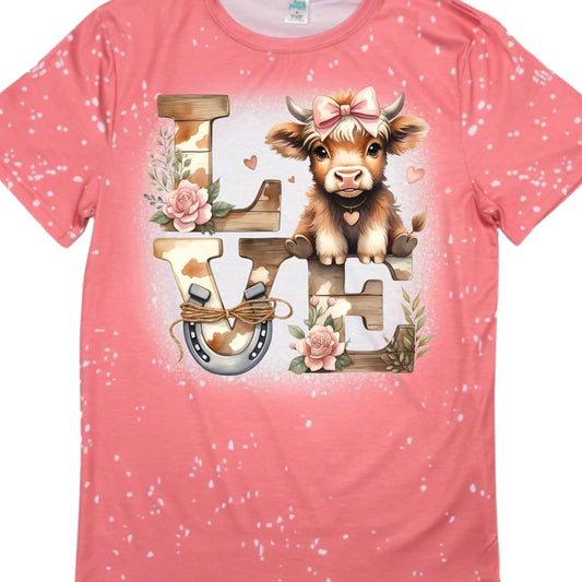 T-Shirts Faux Bleached - HIGHLAND COW LOVE