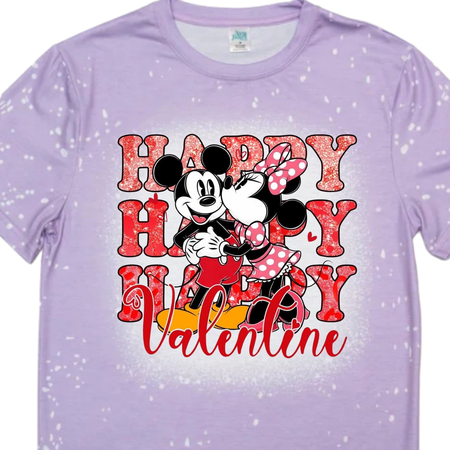 T-Shirts Faux Bleached - VALENTINES MICKEY & MINNIE