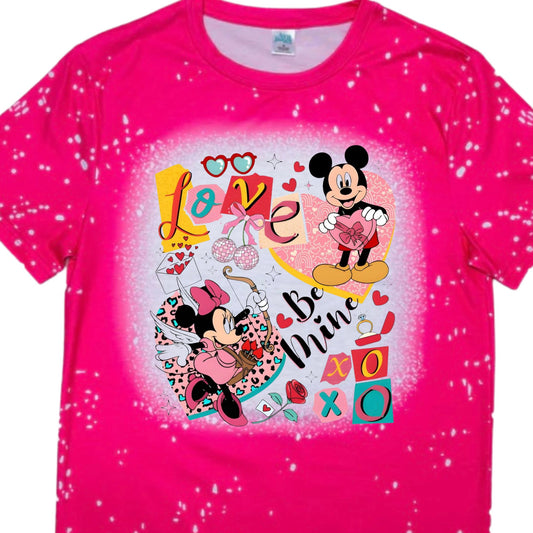 T-Shirts Faux Bleached - VALENTINES MICKEY & MINNIE BE MINE