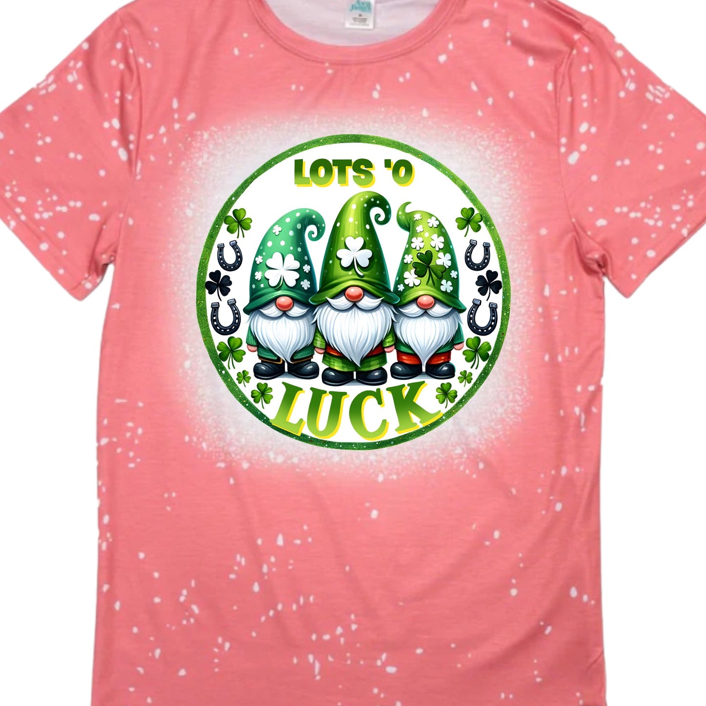 T-Shirts Faux Bleached - ST PATRICK'S GNOMES LOTS LUCK
