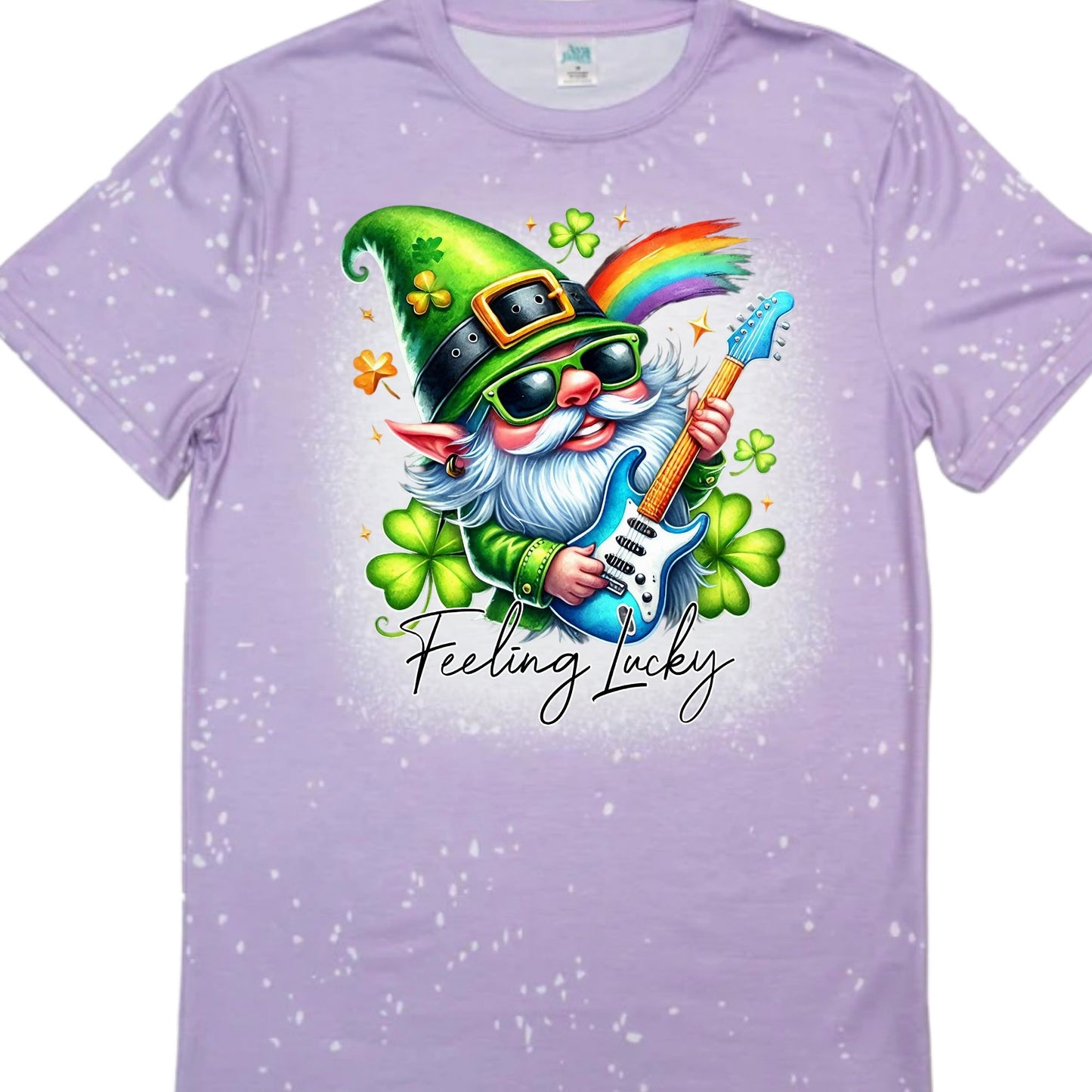 T-SHIRT FAUX BLEACHED - ST PATRICK'S GNOME LUCKY