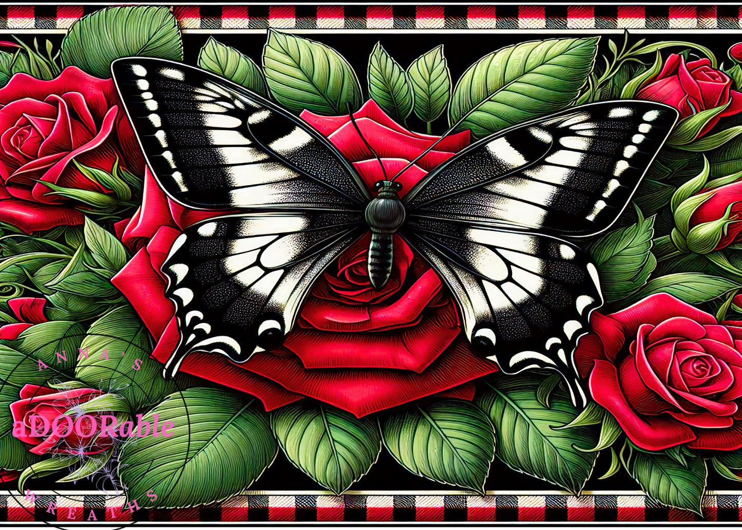 Tempered Glass Cutting Board Butterfly on Red Roses