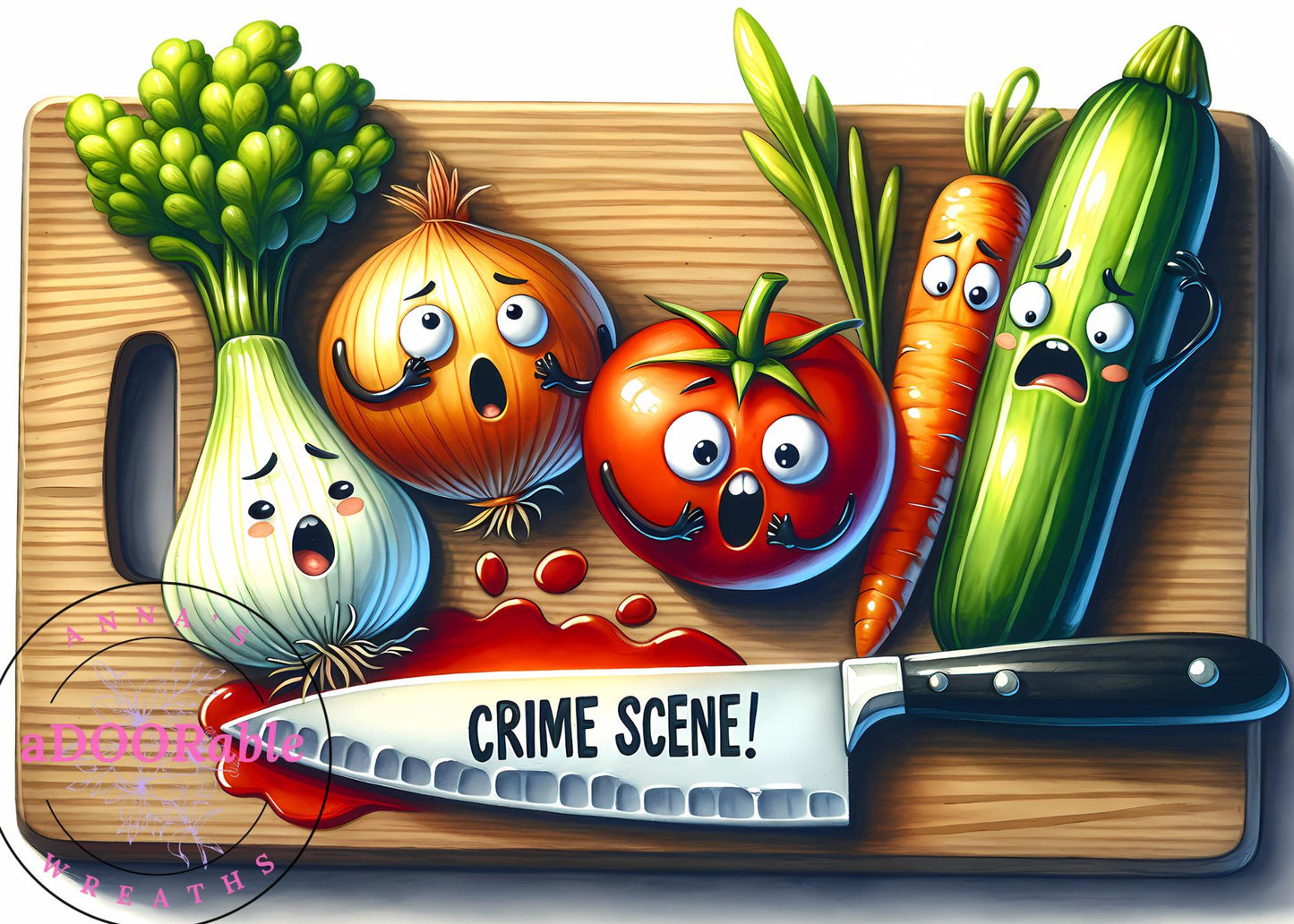 Tempered Glass Cutting Board Veggies Gasping Crime Scene