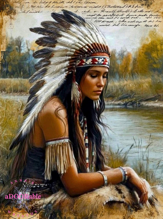 Tempered Glass Cutting Board Native American Female by River