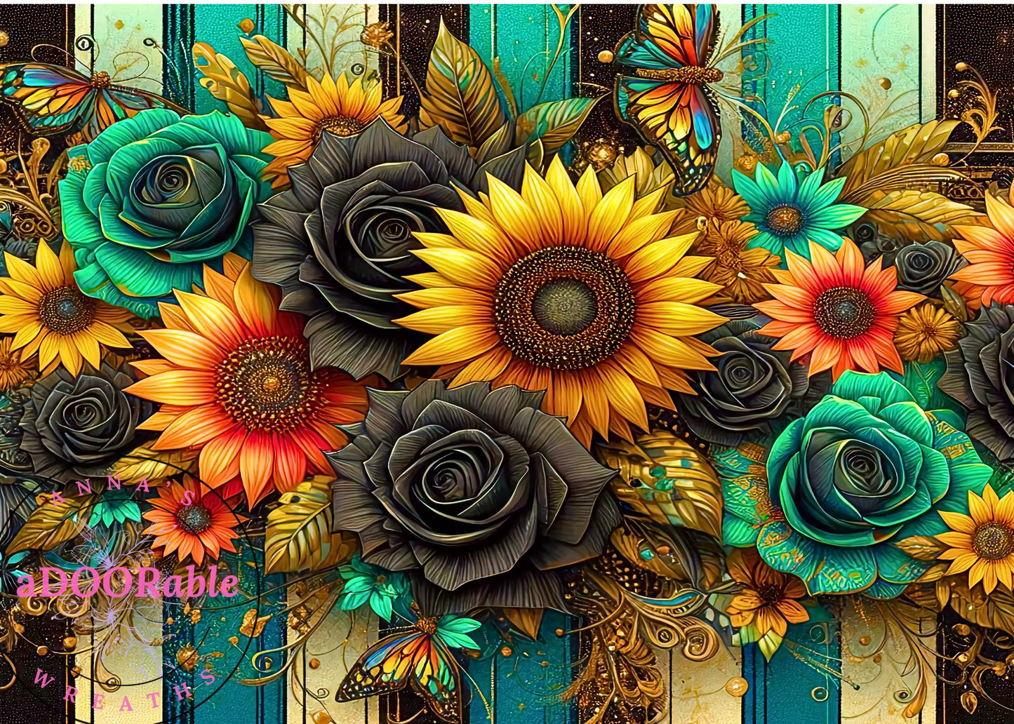 Tempered Glass Cutting Board Scenery Sunflowers & Roses