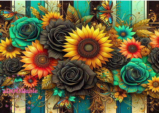 Tempered Glass Cutting Board Scenery Sunflowers & Roses