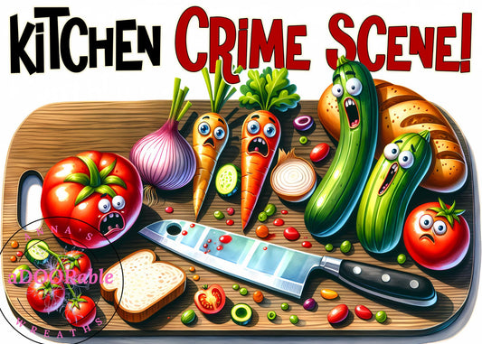 Tempered Glass Cutting Board Veggies Screaming Crime Scene