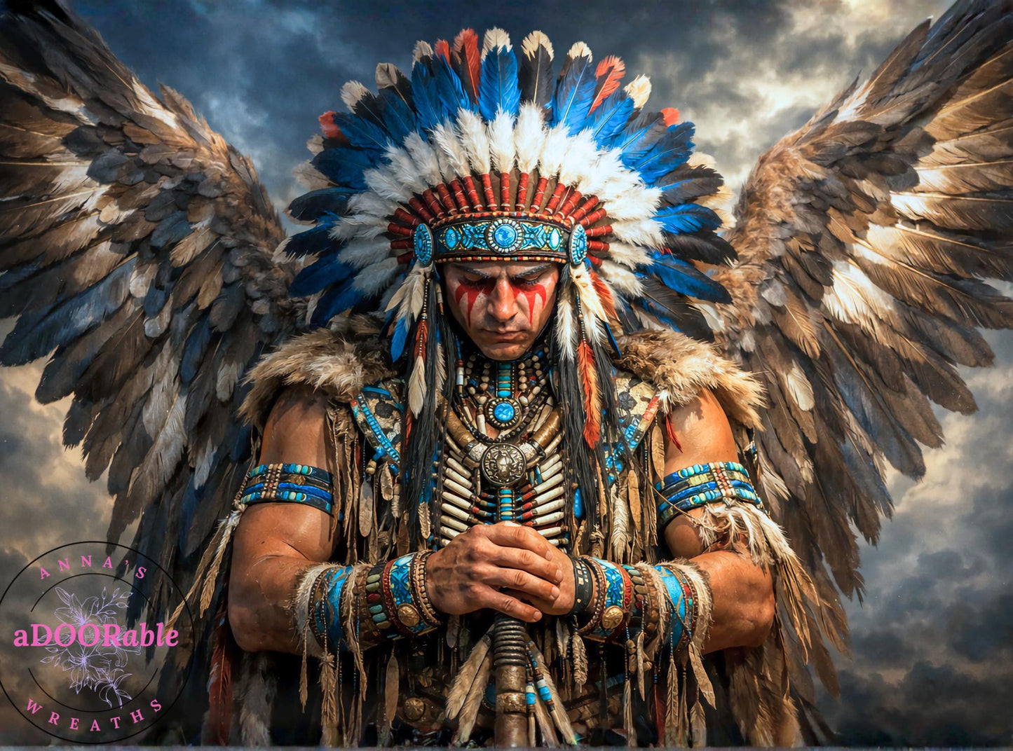 Tempered Glass Cutting Board Native American Male in Regalia