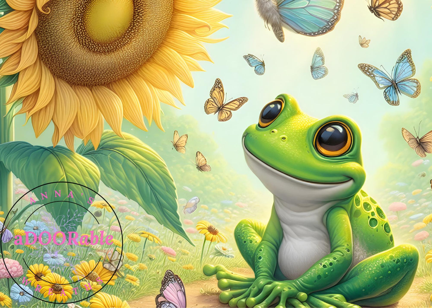 Tempered Glass Cutting Board Frog Admiring Sunflower