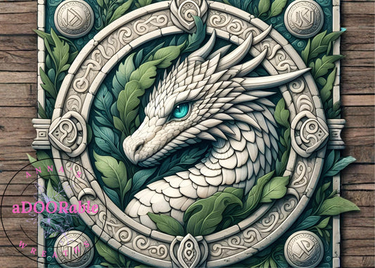 Tempered Glass Cutting Board Dragon Celtice Stone Frame