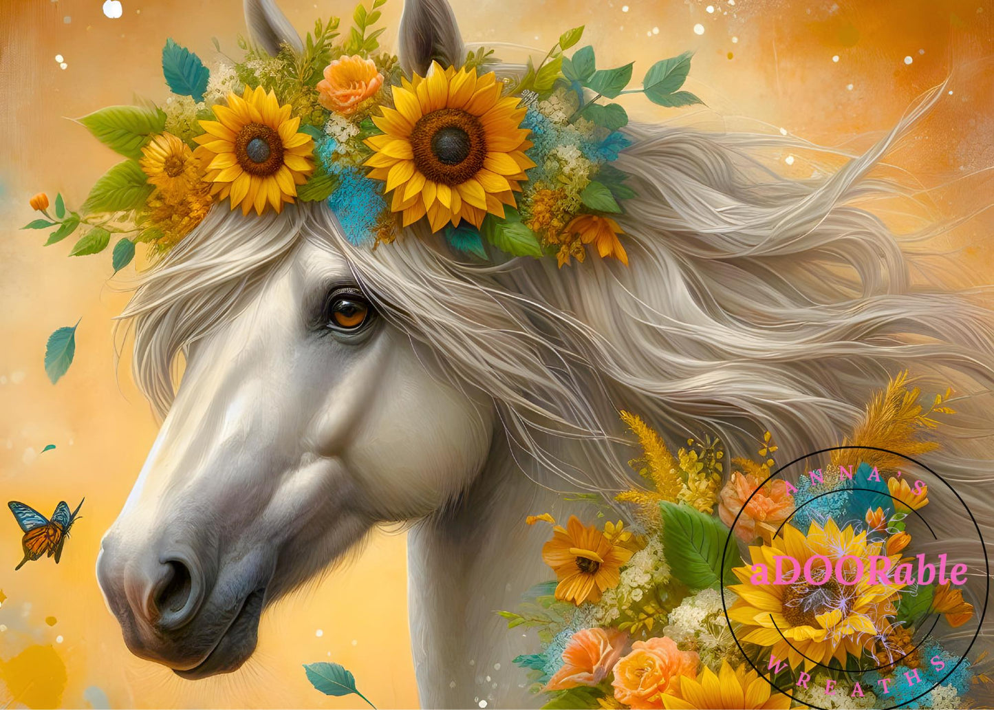 Tempered Glass Cutting Board Horse Sunflower Headband