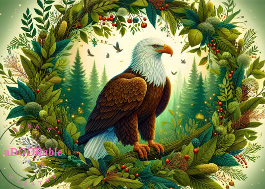 Tempered Glass Cutting Board Eagle Perched in a Forrest Setting